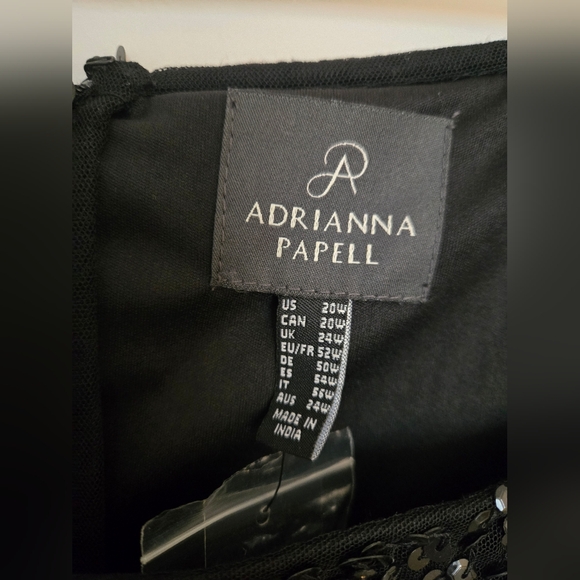 Adrianna Papell Black Sequin short sleeve rouched  waist dress NWT | Size 20 - Picture 2 of 7